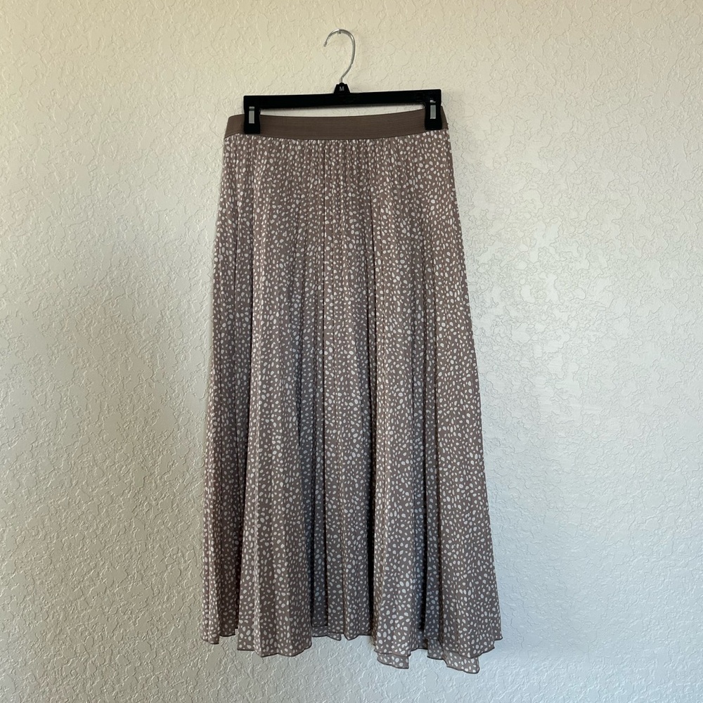 Vince Camuto Elegant Brown Modern Polka Dot Midi Skirt Size Medium
